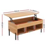Artiss Coffee Table Lift-top Oak - Image 2