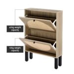 Artiss Shoe Rack Cabinet 2 Drawers Rattan 6 Pairs - Image 8