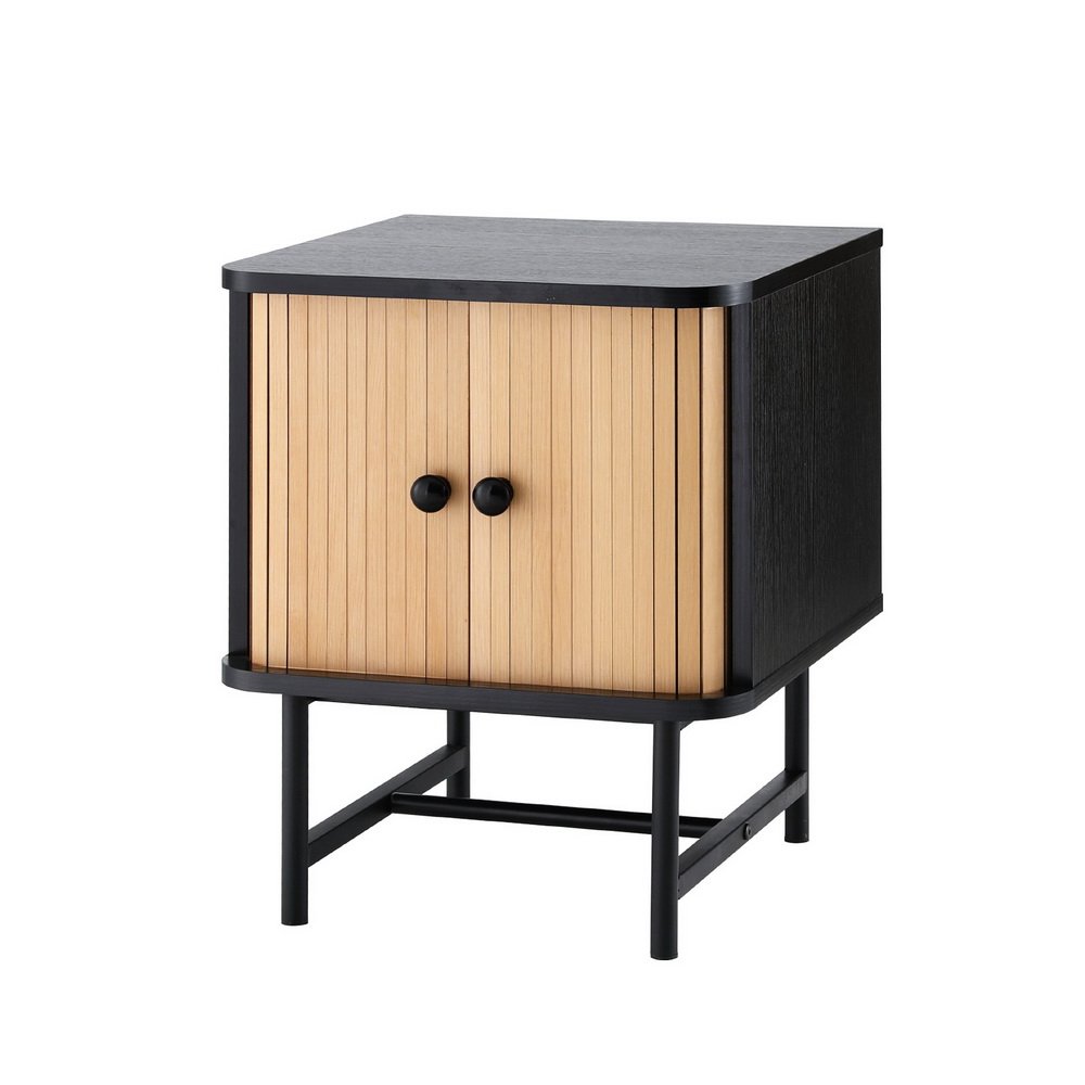 FUR-Y-SLD-01-BKWD-215261-00 Artiss Bedside Table with Sliding Doors BORIS - Image 1