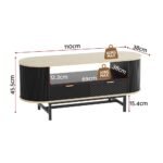 Artiss Coffee Table Drawer Shelf Wood&Black - Image 2