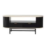 Artiss Coffee Table Drawer Shelf Wood&Black - Image 3