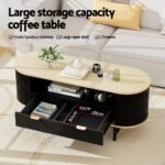 Artiss Coffee Table Drawer Shelf Wood&Black - Image 4