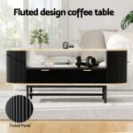 Artiss Coffee Table Drawer Shelf Wood&Black - Image 5