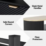 Artiss Coffee Table Drawer Shelf Wood&Black - Image 6