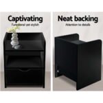 Artiss Bedside Table 1 Drawer with Shelf - FARA Black - Image 4