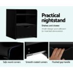 Artiss Bedside Table 1 Drawer with Shelf - FARA Black - Image 5