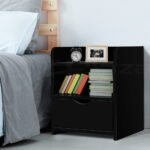 Artiss Bedside Table 1 Drawer with Shelf - FARA Black - Image 7