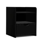 Artiss Bedside Table 1 Drawer with Shelf - FARA Black - Image 8