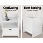Artiss Bedside Table 1 Drawer with Shelf - FARA White - Image 4