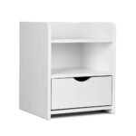 Artiss Bedside Table 1 Drawer with Shelf - FARA White - Image 8