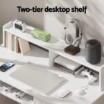 Artiss Computer Desk Shelf Drawer Cabinet White 100CM - Image 4