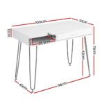 Artiss Computer Desk Drawer Cabinet Home Office Desks Workstation 100cm White - Image 2
