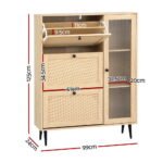 Artiss Shoe Rack Cabinet 3 Flip-out Drawers Pine - Image 4