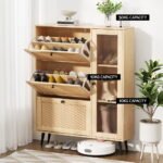 Artiss Shoe Rack Cabinet 3 Flip-out Drawers Pine - Image 8