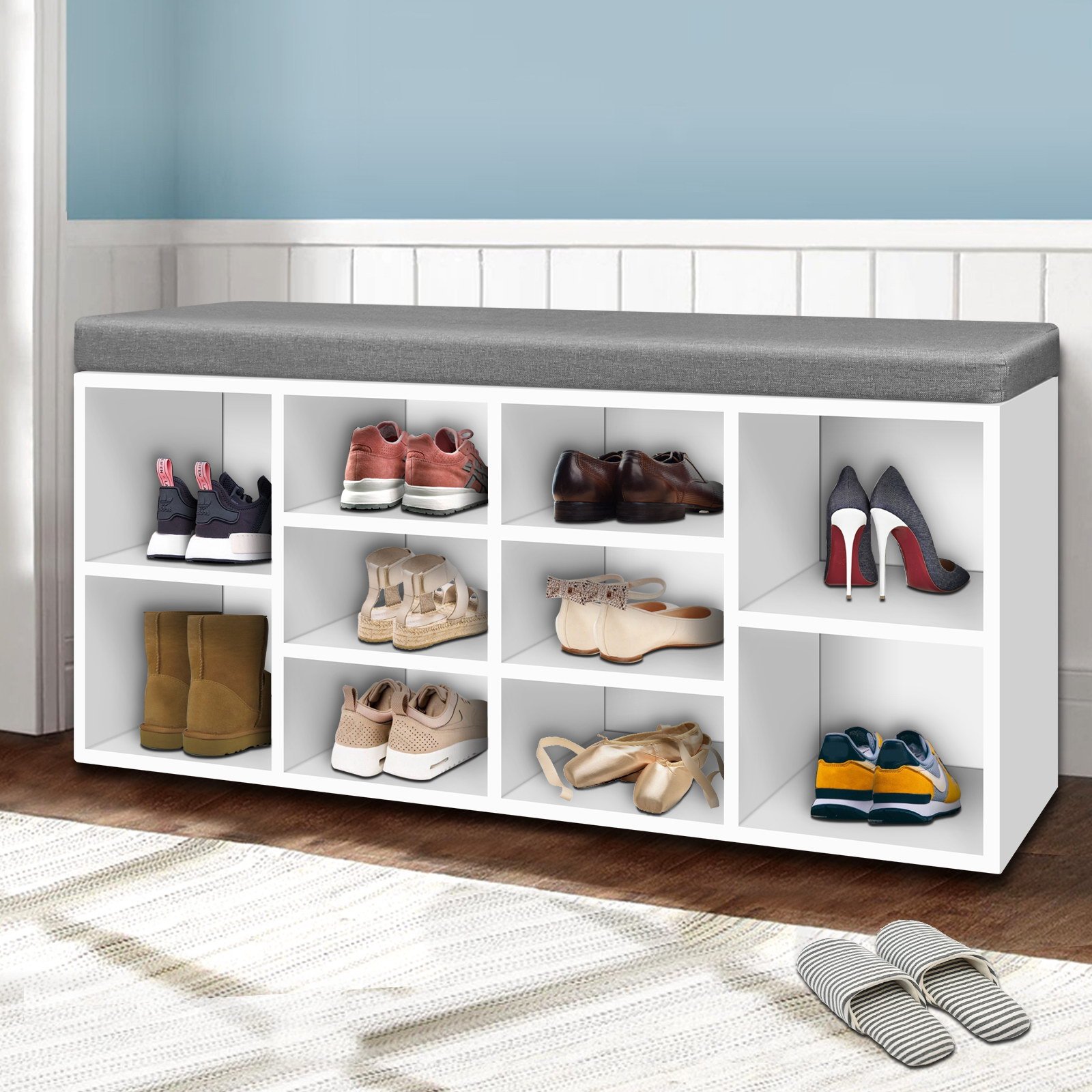 FURNI-C-SHOE-BEN102-WH-11814-07 Artiss Shoe Rack Storage Cabinet Bench BOA - Image 1