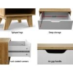 Artiss Bedside Table 1 Drawer with Shelf - IKER White & Oak - Image 4