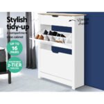 Artiss Shoe Rack Cabinet 16 Pairs White Ana - Image 5