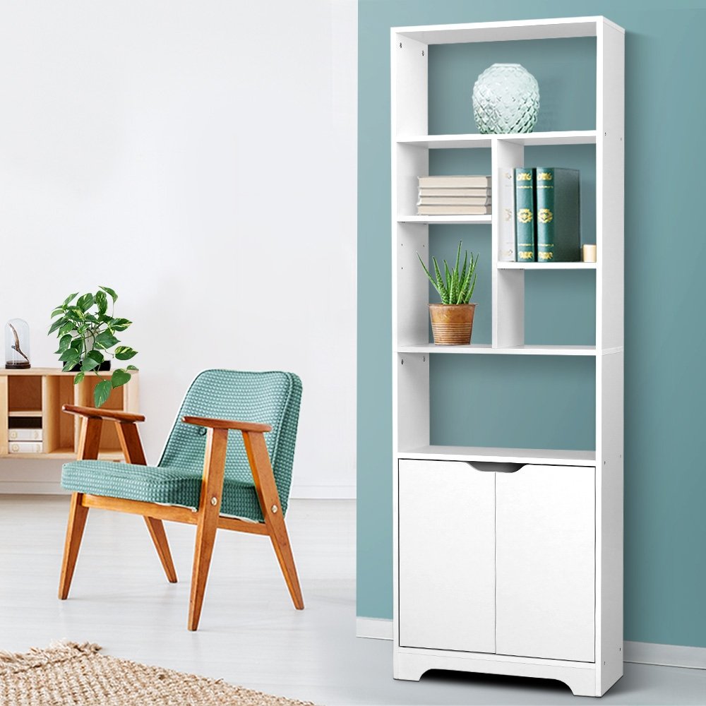 FURNI-E-MORE-03-WH-AB-20927-08 Artiss Bookshelf with Cabinet - GINA White - Image 1