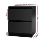 Artiss Bedside Table 2 Drawers - PEPE Black - Image 2