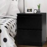 Artiss Bedside Table 2 Drawers - PEPE Black - Image 7