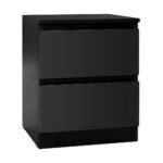 Artiss Bedside Table 2 Drawers - PEPE Black - Image 8