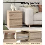 Artiss Bedside Table 2 Drawers - PEPE Oak - Image 6