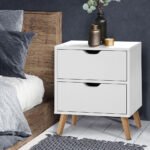 Artiss Bedside Table 2 Drawers - BODEN White - Image 7