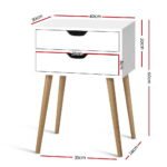 Artiss Bedside Table 2 Drawers - BODIE White - Image 2