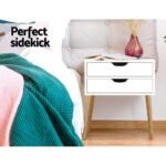Artiss Bedside Table 2 Drawers - BODIE White - Image 3