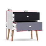 Artiss Bedside Table 2 Drawers - BONDS White - Image 2