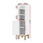 Artiss Bathroom Storage Cabinet Floor Organizer Toilet Corner Adjustable Shelf with Door White - Image 3