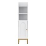 Artiss Bathroom Storage Cabinet Floor Organizer Toilet Corner Adjustable Shelf with Door White - Image 4