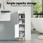 Artiss Bathroom Storage Cabinet Floor Organizer Toilet Corner Adjustable Shelf with Door White - Image 5