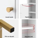 Artiss Bathroom Storage Cabinet Floor Organizer Toilet Corner Adjustable Shelf with Door White - Image 6