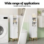 Artiss Bathroom Storage Cabinet Floor Organizer Toilet Corner Adjustable Shelf with Door White - Image 7