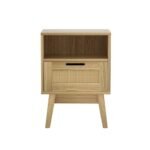 Artiss Rattan Bedside Table 1 Drawer with Shelf - REI Oak - Image 3