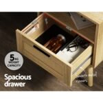 Artiss Rattan Bedside Table 1 Drawer with Shelf - REI Oak - Image 5