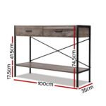 Artiss Console Table 2 Drawers Walnut Marconi - Image 4