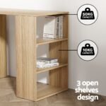 Artiss Computer Desk Drawer Shelf Home Office Study Table Rattan Oak 120CM - Image 5