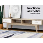 Artiss TV Cabinet Entertainment Unit 180cm Oak White Gary - Image 6