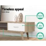 Artiss TV Cabinet Entertainment Unit 180cm Oak White Gary - Image 8