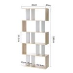 Artiss Bookshelf 5 Tiers - RITA White and Oak - Image 4