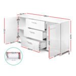Artiss Buffet Sideboard High Gloss - White - Image 3