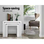 Artiss Nesting Coffee Table Set of 3 Glossy White - Image 6