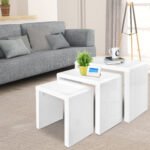 Artiss Nesting Coffee Table Set of 3 Glossy White - Image 7