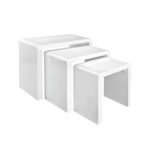Artiss Nesting Coffee Table Set of 3 Glossy White - Image 8