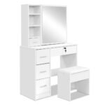 Artiss Dressing Table Stool Set Sliding Mirror White Diane - Image 5