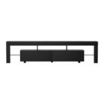 Artiss TV Cabinet Entertainment Unit Stand RGB LED Gloss Furniture 200cm Black - Image 5