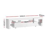 Artiss TV Cabinet Entertainment Unit Stand RGB LED Gloss Furniture 200cm White - Image 4