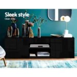Artiss Entertainment Unit TV Cabinet LED 130cm Black Angus - Image 5